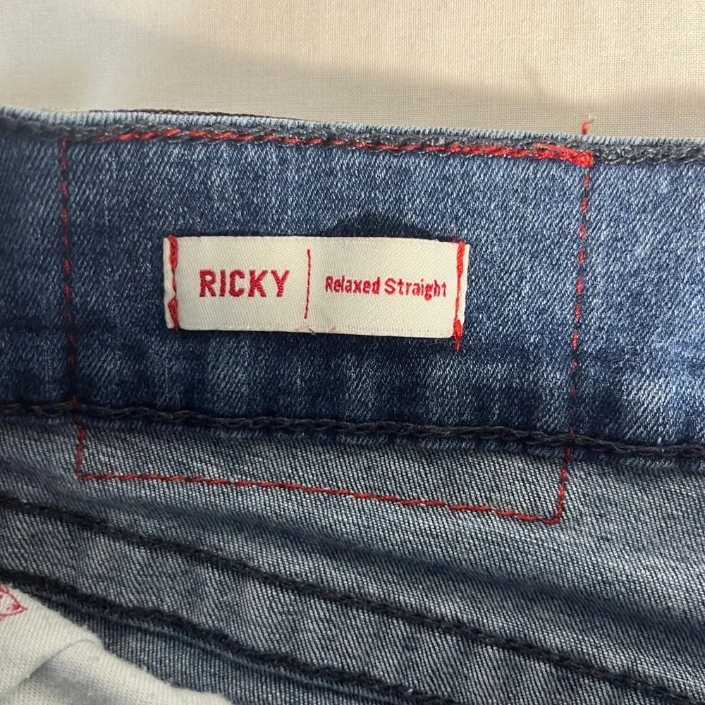 True Religion Ricky Relaxed Straight Mens 34 Blue Excellent Denim Jeans